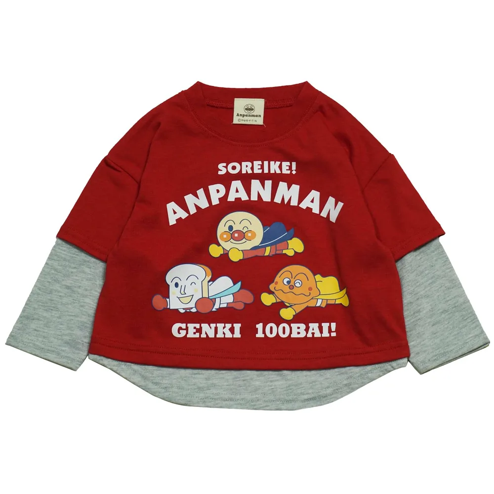 2026年 秋冬 アンパンマンベビー 天竺 フェイクレイヤード 長袖Tシャツ