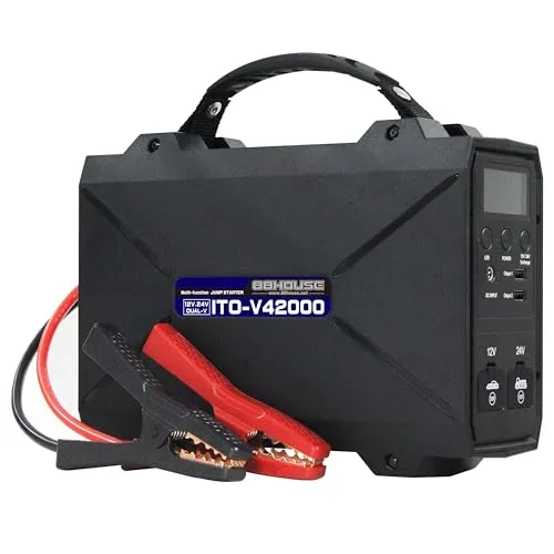 88HOUSE ジャンプスターター 12V 24V 60回連続使用可 修理対応可 42000mAh(155.4Wh) ケーブル長83cm(広げると1.5m以上) プロ仕様 船 船舶 重機 1.95kg 軽量 設計 急速充電 ハイパワー ピークパワー 4000A 急速充電対応 高耐久型 トラック バイク マルチファンクション 安全保護機能 プラス/マイナス逆接続警告 ITO-V42000 L1708