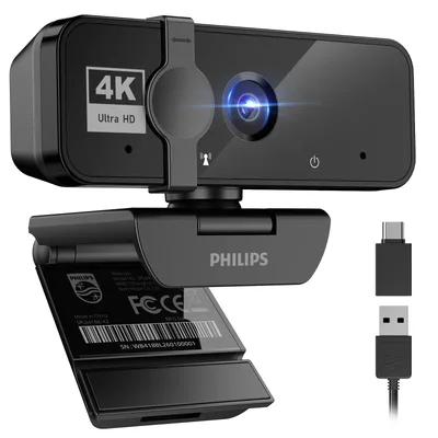 【国内正規品】PHILIPS ウェブカメラ 4K UHD webカメラ 800万画素 1080P@30FPS対応 自動光補正 95°視野角 内蔵マイク プライバシーカバー パソコン用カメラ ビデオ会議/オンライン授業/ライブ配信用SPL6418