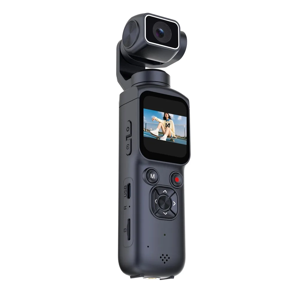 AiMike アクションカメラ ポケットサイズ 4K 7500万画素 シングル軸330度自動追跡 回転レンズ WIFI転送機能 全画素高速AF 1.72インチタッチ操作 32GBマイクロSDカード付き 自動顔追跡 スマホに送れる 小型Vlogビデオ デジカメ ボディ ウェアラブル デジタルカメラ 2400mAhバッテリー内蔵 軽量 コンパクト 旅行 アウトドア ブラック