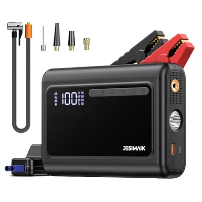 JESIMAIK ジャンプスターター GK01 空気入れ搭載 【ナトリウム電池】安全 不燃 17500mAh PL保険完備 修理対応可 12V車用