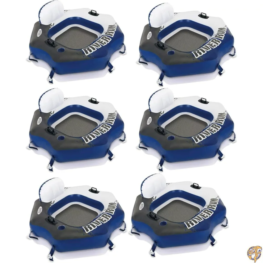 【クーポン配信中】Intex River Run Connect Lounge 空気注入式フローティングウォーターチューブ 58854EP (6パック)