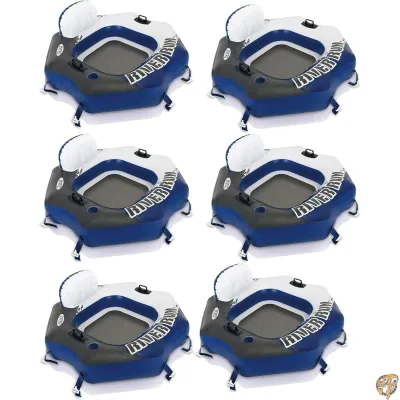 【クーポン配信中】Intex River Run Connect Lounge 空気注入式フローティングウォーターチューブ 58854EP (6パック)