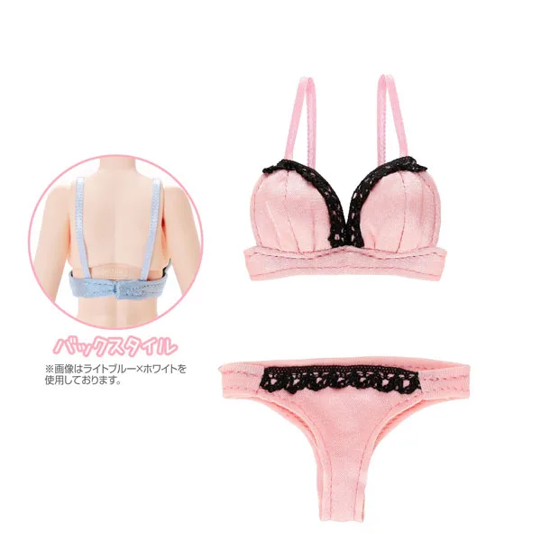 1/6 Q'z Elegant Lace Bra & Shorts set Pink x Black (DOLL ACCESSORY)