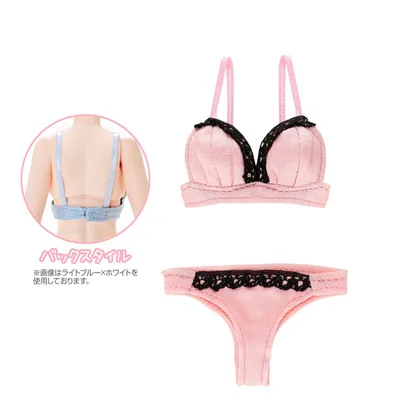 1/6 Q'z Elegant Lace Bra & Shorts set Pink x Black (DOLL ACCESSORY)