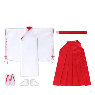 1/3 50 Miko Outfit set (Haori / Hakama / Obi / Toe Socks / Straw Sandals) Red x White (DOLL ACCESSORY)