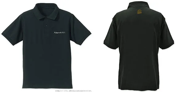 รักสด! Nijigasaki High School Idol Club เสื้อโปโลเย็บปักถักร้อยโรงเรียนมัธยม Nijigasaki /BLACK-XL