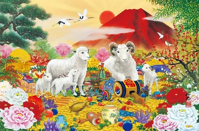 Jigsaw Puzzle Good Fortune Lucky Sheep 1500 Small Pieces (15-704s)