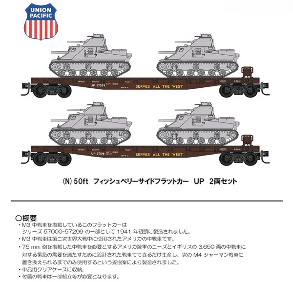 03198302263 (N) 50ft Fish Belly Side Flat Car