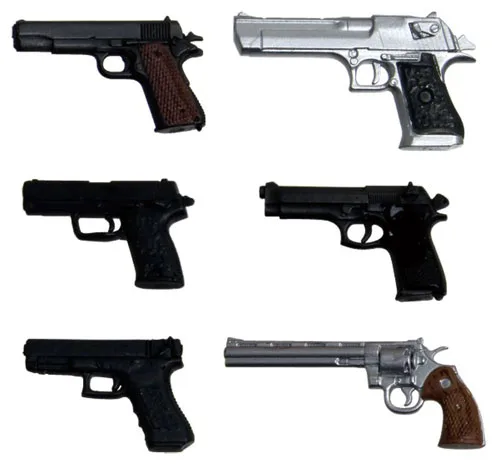 1/12 Realistic Weapon Series - Realistic Handgun (6 Types) Plastic Model