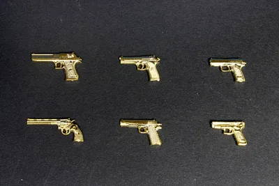 1/12 Realistic Weapon Series - Realistic Handgun (6 Types) Gold Coating ver. Plastic Model
