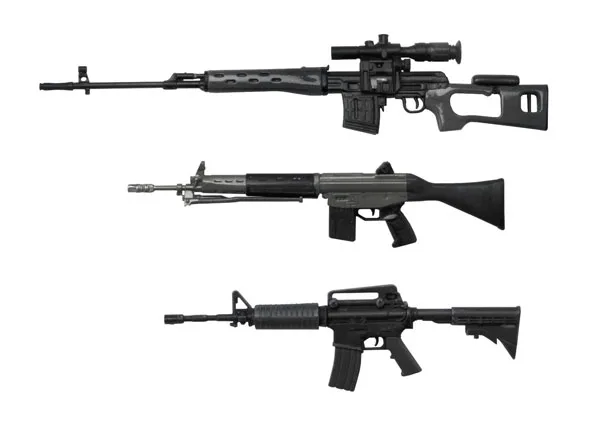 1/12 Realistic Weapon Series Realistic Rifle (3Types 2 Each) Gun Metallic Coating Ver.