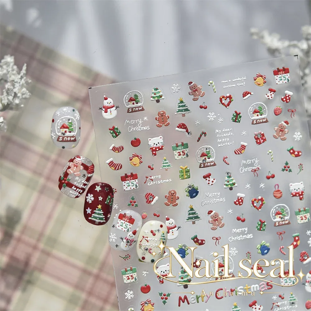 \今だけ5点以上で40%OFF/ ネイルシール ネイルパーツ クリスマス サンタ 雪だるま ツリー 赤 冬 かわいい 貼るだけ セルフネイル tomoni正規品