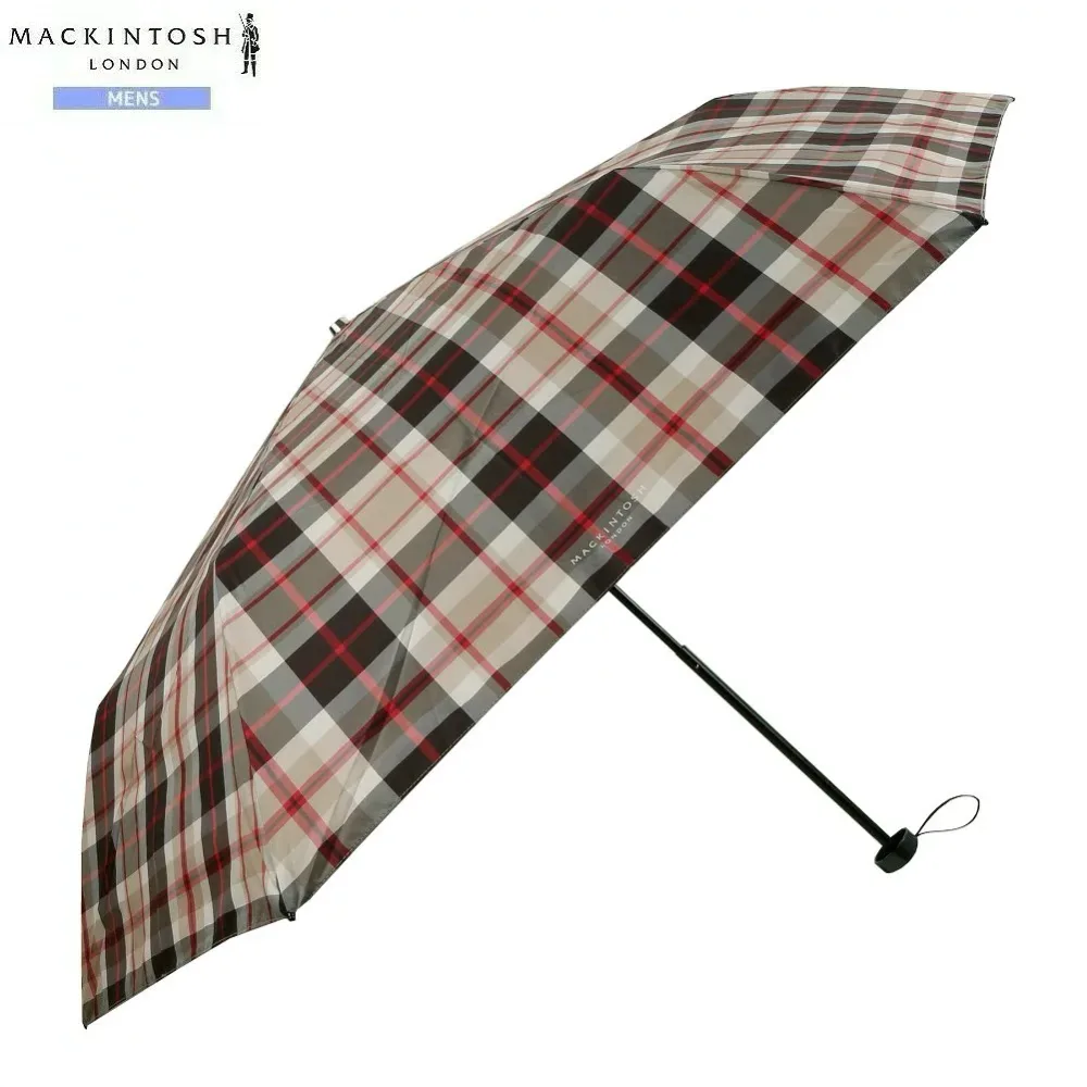マッキントッシュ 折りたたみ傘 MACKINTOSH LONDON メンズ ブランド ギフト プレゼント 耐風 先染めチェック 紳士 雨傘 茶 0309BF