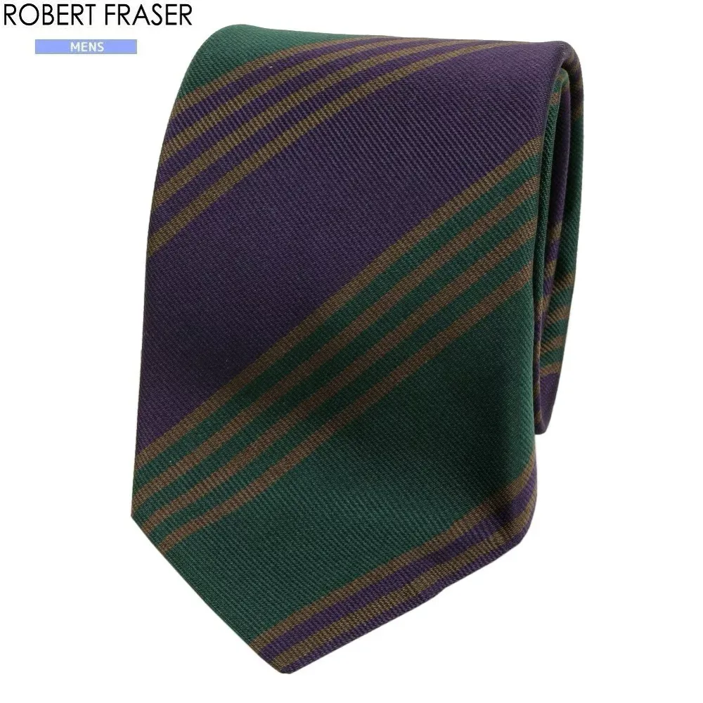 ロバートフレイザー ネクタイ Robert Fraser メンズ ブランド ギフト プレゼント 日本製 ハンドメイド レジメンタル シルク 紫 0110BF【ネコポスで送料無料】