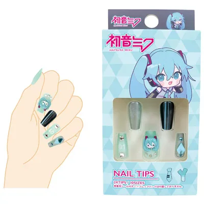 初音ミク ロングネイルチップ 24ピース 接着用シール入り 354748