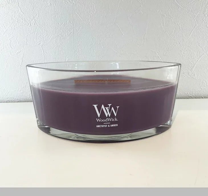 【WoodWick】 ウッドウィック ハースウィック 【アメジスト&アンバー】AMETHYST&AMBER カメヤマ カメヤマキャンドル 焚火 パチパチ音 α波 リラックス アロマキャンドル 癒し 香り アロマ 麻 爽やか