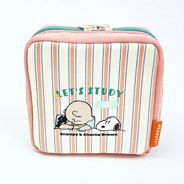 スヌーピー スクエアポーチ ストライプ ピンク SNOOPY