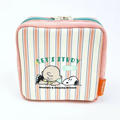 スヌーピー スクエアポーチ ストライプ ピンク SNOOPY