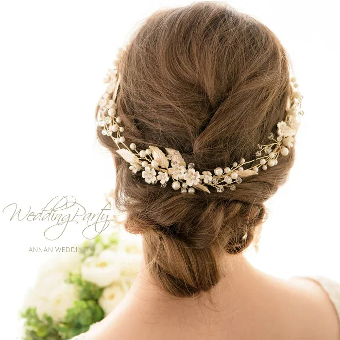 【ナチュラルヘッドリース】【大人アンティークゴールド】ヘッドドレス ビジュー 結婚式 カチューシャ ヘアアクセサリー ヘアアクセサリー ウェディング 結婚式 ウェディング ヘッドドレス 小枝 ヘッドドレス
