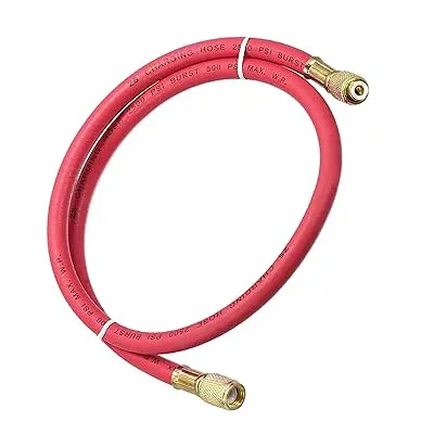 YOKIVE 1/4 SAEフレアAC冷媒充填ホース 2.95フィート長500PSIスレッド | エアコンシステム メンテナンスに最適(レッド)