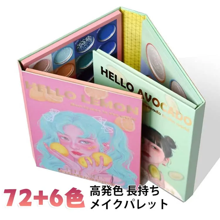 初心者 メイクセット メイクパレット マルチカラー カラフル 高発色 メーキャップ スターター アイシャドウ 72+6色 アイシャドウ ラメ プレゼント プロ 舞台用 コスプレ 透明感 きれいめ アイシャドウ ギフト ハロウィン