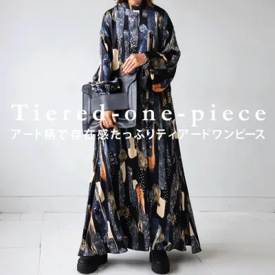 アート柄ワンピース ワンピース レディース ロング 送料無料・再入荷 (500)メール便可