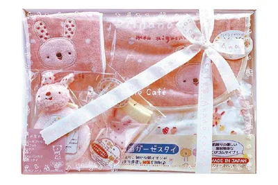 【日本製】 アナノカフェ Anano Cafe ベビーギフトセットC ピンク ラビット うさぎ 動物 マスコット スタイ タオル ソックス 赤ちゃん ベビー ギフト お祝い プレゼント 雑貨 グッズ かわいい