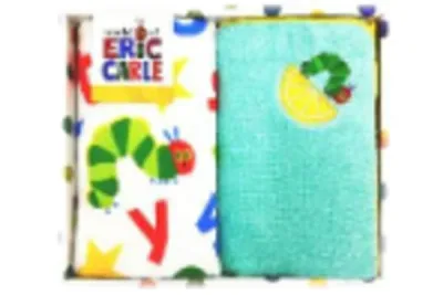 はらぺこあおむし タオルギフトセットヤムヤムヤム エリックカール 絵本 ウォッシュタオル ハンドタオル ミニタオル ハンカチ ループ付き 紐付き 祝い プレゼント 2枚入り 2枚組 雑貨 グッズ かわいい