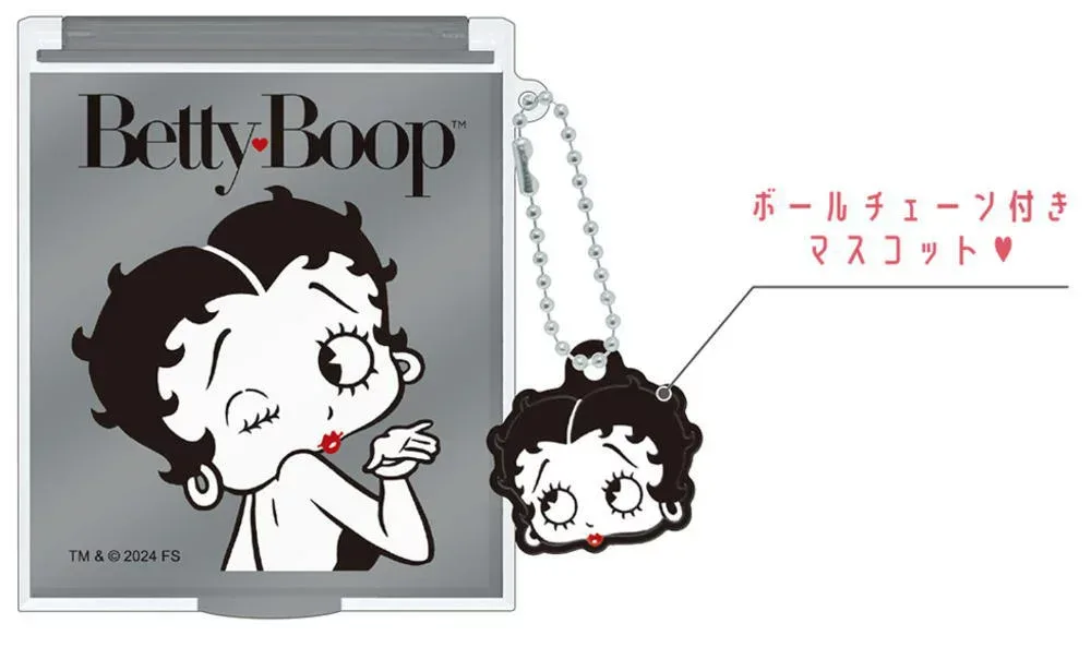 【送料無料】 Betty Boop ベティー・ブープ マスコット付きMサイズミラーベティーちゃん アニメ アメキャラ アメリカ 鏡 かがみ 手鏡 折りたたみ コスメ 化粧 メイク 雑貨 グッズ かわいい