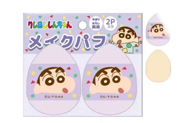 クレヨンしんちゃん メイクパフ2Pパープル 紫 しんのすけ アニメ 漫画 映画 パフ スポンジ 化粧 コスメ 2個入り 2個セット 雑貨 グッズ かわいい