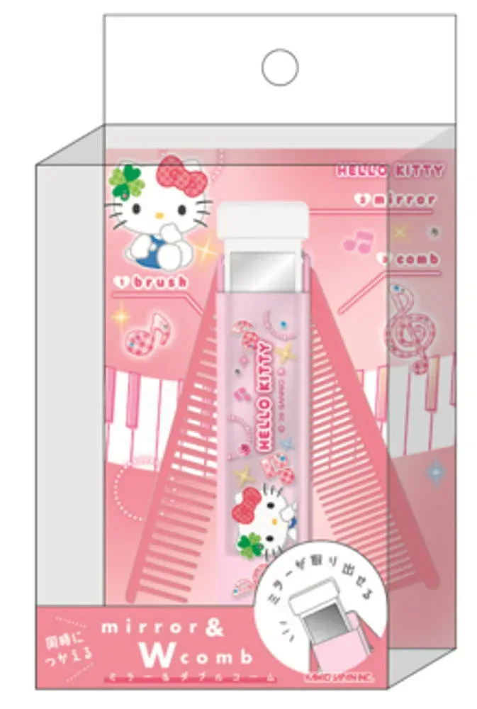 サンリオキャラクターズ ミラー付きコーム ハローキティ キティ くし ブラシ 鏡 髪の毛 ヘアコスメ ヘアアイテム 美容 コスメ 雑貨 グッズ かわいい