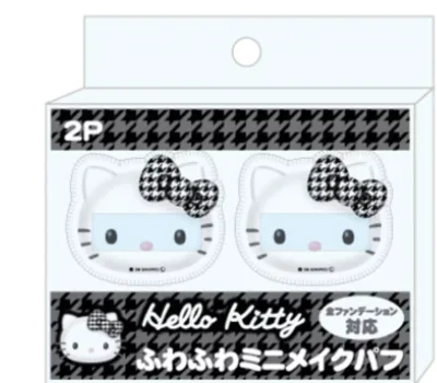 サンリオキャラクターズ ミニメイクパフ2P 千鳥格子 ハローキティ パフ スポンジ 化粧 コスメ メイク 2個入り 2個セット 雑貨 グッズ かわいい