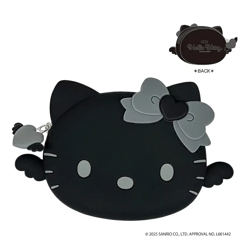 【送料無料】ハローキティ シリコンポーチ エンジェル ブラック Hello Kitty サンリオ Sanrio 小物入れ コスメポーチ ペンケース ケース ラバー ゴム 天使 羽根 黒 可愛い キャラクター グッズ コスメ メイク 文房具 小物 持ち運び