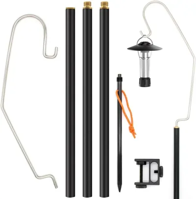 CHENGMAY ランタンスタンド ランタンポール 1.5mm極厚ポール 頑丈 打ち込み式 テーブル 2way 軽量 コンパクト 自立式 安定性強化 耐荷重2kg アウトドア キャンプ用品 収納ケース付き 2世代-2way