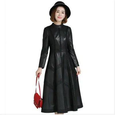 【時間限定10%OFF】新品 秋 冬 羊革 本革 レザージャケット レディースレザーコート ロングコート オフィス 防風 レース 送料無料