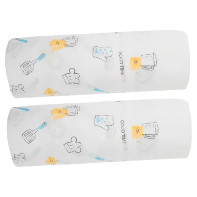 洗える キッチンペーパー 2ロールセット 繰り返し使える キッチンクロス 不織布 掃除 丈夫 吸水 速乾 万能 布巾 汚れ落とし 台拭き 食器拭き 掃除用品 多目的 使い捨て タオル キッチン雑貨 かわいい プリント入り 25cm×8.3c