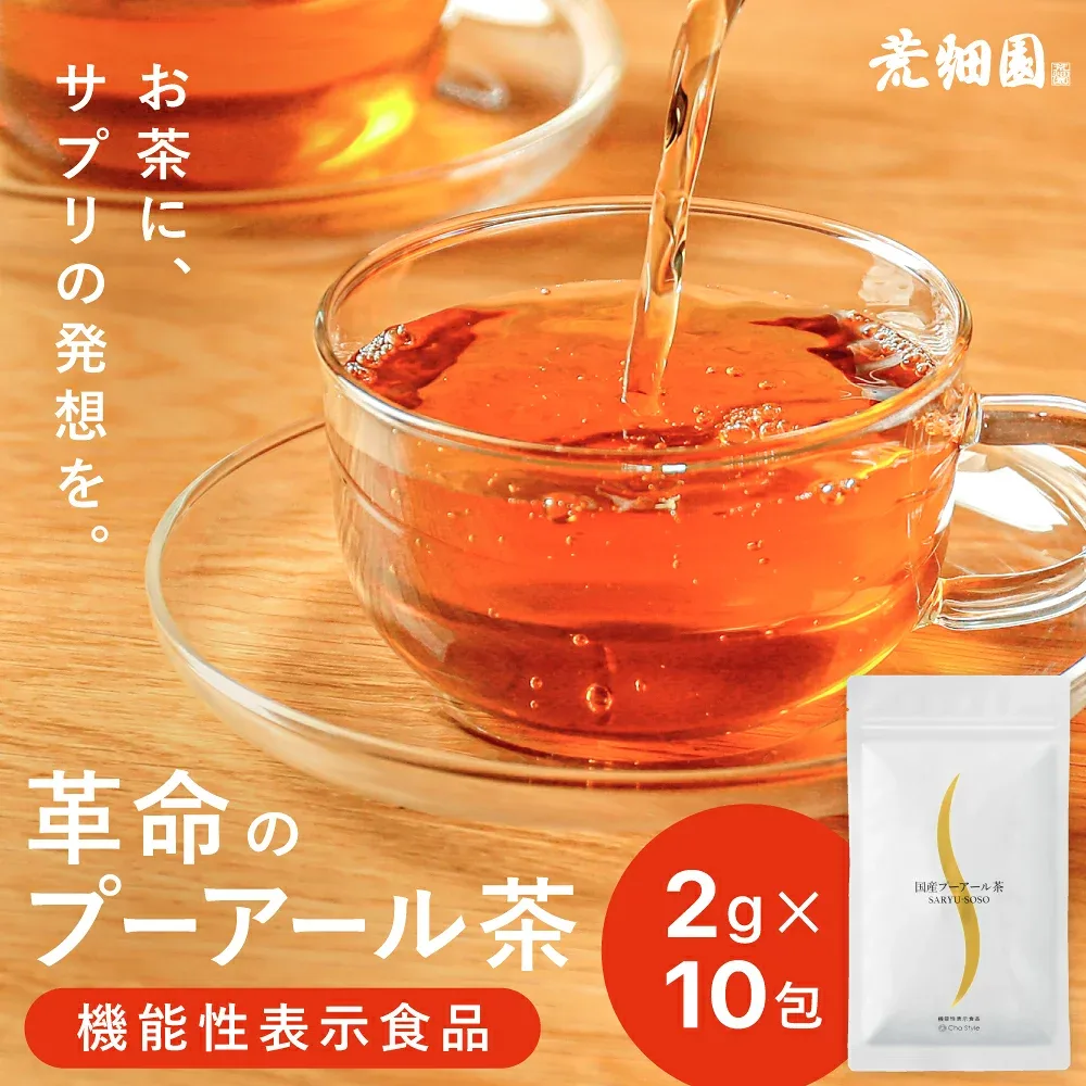 革命のプーアール茶 2g×10包 3日分お試し ティーカップ用 機能性表示食品 国産 プーアル茶 ダイエット お茶 プアール茶 ダイエット茶 ダイエットティー ティーパック 健康茶 ティーバッグ 荒畑園 SARYU-SOSO メール便配送 送料無料
