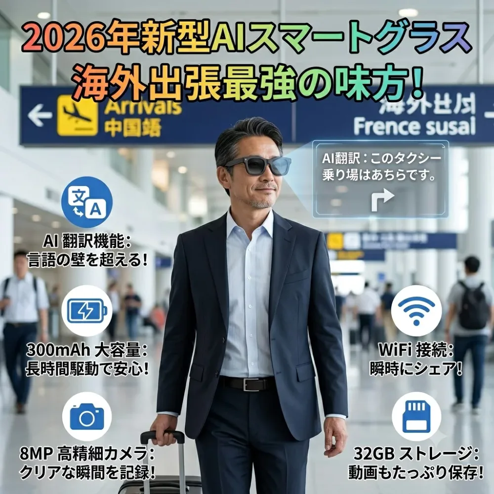 最短翌日 "30日返品保証" "送料無料" AIスマートグラス スマートグラス AIメガネ カメラ付きスマートグラス ワイヤレスオーディオグラス AI翻訳スマートグラス AI検索スマートグラス Bluetoothスマートグラス 音声操作スマートグラス 画像認識スマートグラス