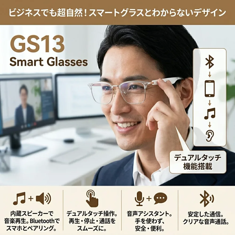 最短翌日 "30日返品保証" "送料無料" スマートグラス カメラ付き AIメガネ ワイヤレスオーディオグラス Bluetooth 800万画素 撮影 録画 録音 翻訳機 マイク内蔵 音楽再生 ハンズフリー通話 高音質 最大7時間再生 タッチ操作 アプリ レンズ交換可能 ファッションサングラス