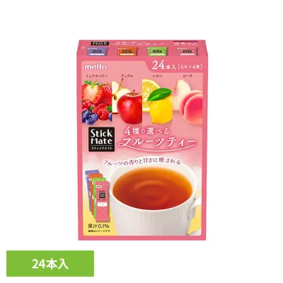 スティックメイト フルーツティーアソートパック 24本入り 46650紅茶 インスタントティー フルーツティー レモン ピーチ ミックスベリー アップル 大容量 簡単 スティック スティックメイト