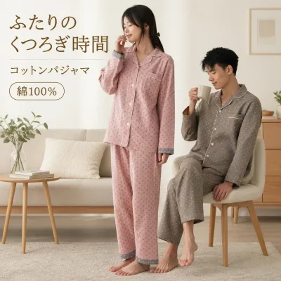 ペアルック パジャマ 長袖 長ズボン 上下セット 綿100% 二重ガーゼ レディース メンズ ルームウェア 前開き 襟付き コットン ゆったり ウエストゴム 春 夏 秋 冬 部屋着 寝巻き おそろい 男女 M L XL XXL カップル 通気性 柔らかい 胸ポケット