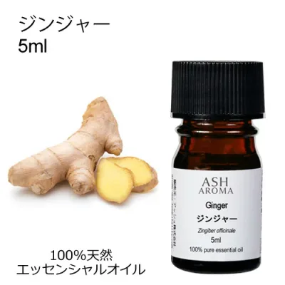 ジンジャー 5ml アロマオイル エッセンシャルオイル 精油 天然100% 植物由来 高品質 AEAJ認定 生姜 ショウガ スパイス系 香り アロマテラピー アロママッサージ アロマスプレー アロマバス 芳香浴 お試し ASH AROMA