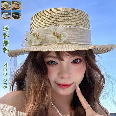 10%|20%OFFクーポン麦わら帽子 レディース 帽子 ハット 麦わらハット レディースキャップ 花 レース つば広 小顔効果 紫外線 日よけ 夏 大きめ 遮光 ファッション カジュアル おしゃれ かわいい UVカット 通気性 春夏 エレガント プレゼント ギフト 送料無料