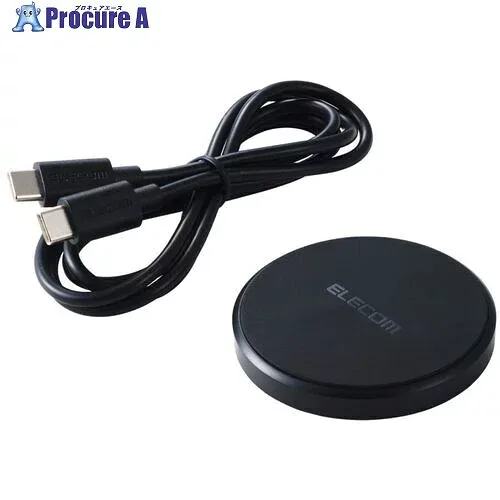 ELECOM Qi規格対応ワイヤレス充電器 12W EPP規格 卓上 ケーブル付 1m ブラック W-QA28BK 1個 ■▼706-8757