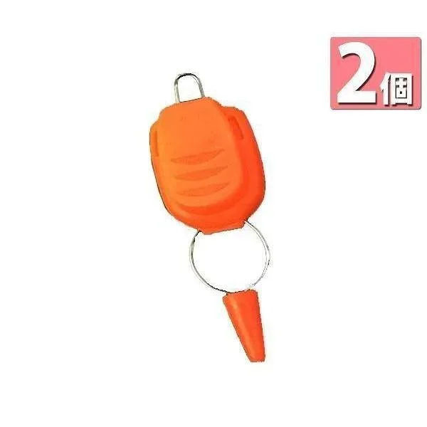 2個セット キャップ付き ラインストッパー ベイトリール ストッパー ホルダー キーパー 糸のすり抜け防止 釣り用品 オレンジ ((S