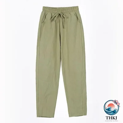 【全品2点で5%OFF】レディース リネン 綿麻 ボトムス クロップドパンツ 美脚 綿麻 9 分丈 麻 イージーパンツ 体型カバー 春 ウェストゴム パンツ カラー