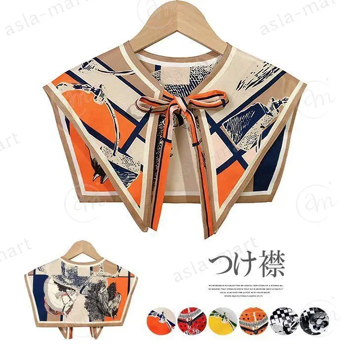 お洋服の雰囲気をガラッと変えられる!大人可愛い 付け襟 総柄 スカーフ風 レディース ビッグカラー つけ衿 ロングシーズン 肩かけニ とんがり ブラウス シャツ 重ね着風