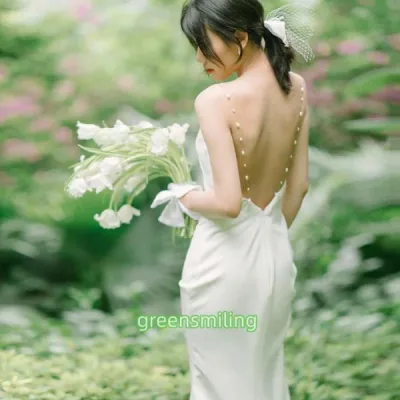 後撮り サテン 背中開き 挙式 スレンダーライン 前撮り 結婚式 ガーデンウエディング リゾートウェディング ウェディングドレス 二次会 花嫁 ブライダル