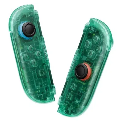 eXtremeRate Joycon 2対応用DIY交換シェルボタン、Nintendo Switch 2対応フルセットハウジングケース+デコレーションストリップ+ミドルブラケット+ボタン+工具キット デラックス版-クリア系【エメ…